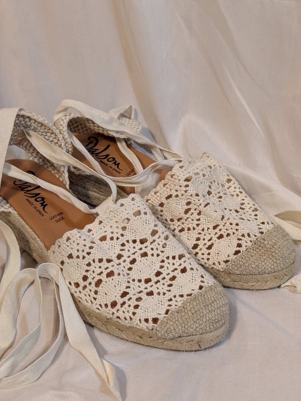 Woven Crochet Espadrille Ankle-Tie Wedge - Made In Spain - Picture 2 of 9